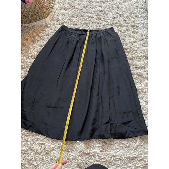 Vintage Pancaldi & B Skirt Black Silk Pleated Mid Length A-Line Size 3 / Medium - Picture 4 of 11